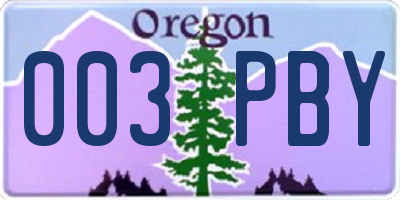 OR license plate 003PBY