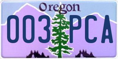 OR license plate 003PCA