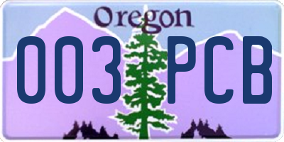 OR license plate 003PCB