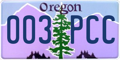 OR license plate 003PCC