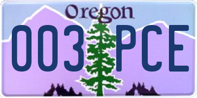 OR license plate 003PCE