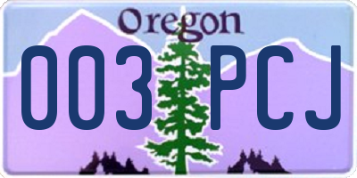 OR license plate 003PCJ