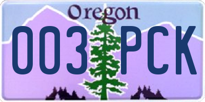 OR license plate 003PCK