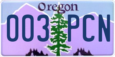 OR license plate 003PCN