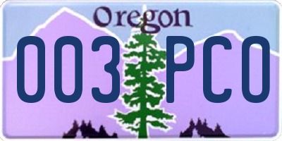 OR license plate 003PCO