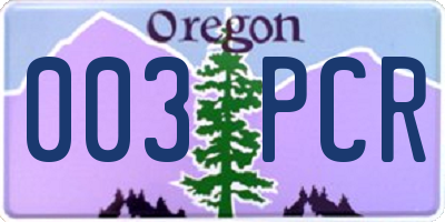 OR license plate 003PCR