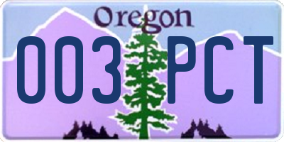 OR license plate 003PCT