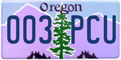 OR license plate 003PCU