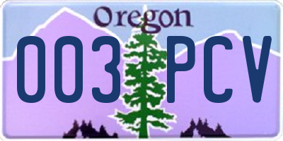 OR license plate 003PCV