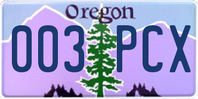 OR license plate 003PCX