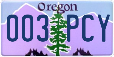 OR license plate 003PCY