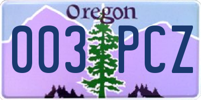 OR license plate 003PCZ