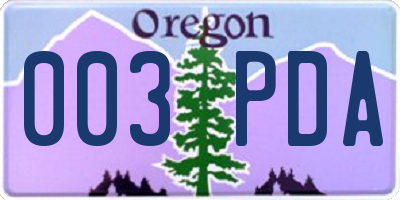 OR license plate 003PDA