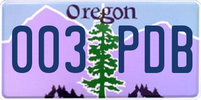 OR license plate 003PDB
