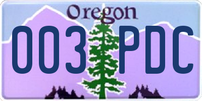 OR license plate 003PDC