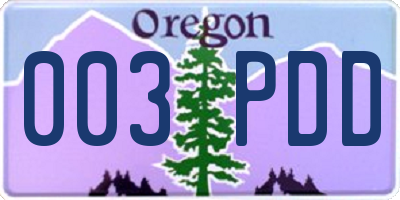 OR license plate 003PDD