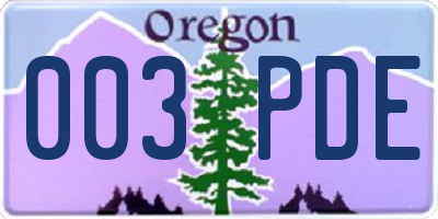 OR license plate 003PDE