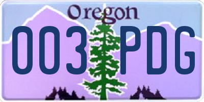OR license plate 003PDG