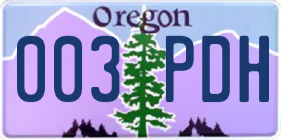 OR license plate 003PDH