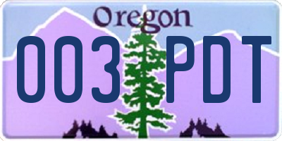OR license plate 003PDT