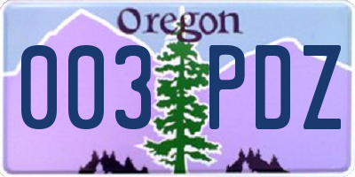 OR license plate 003PDZ
