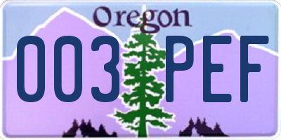 OR license plate 003PEF