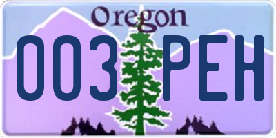 OR license plate 003PEH