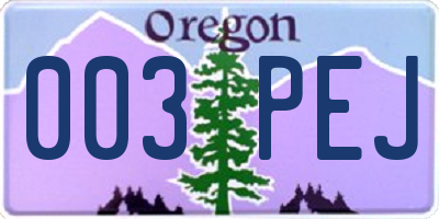 OR license plate 003PEJ