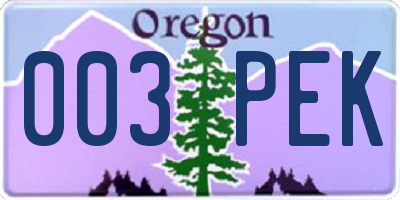 OR license plate 003PEK