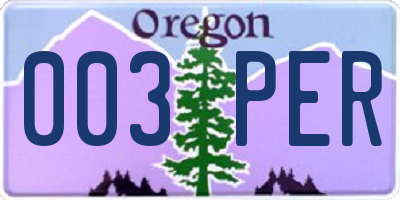 OR license plate 003PER