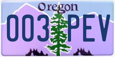 OR license plate 003PEV