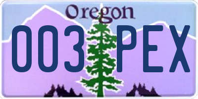 OR license plate 003PEX