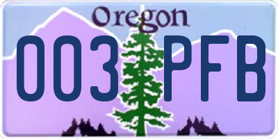 OR license plate 003PFB