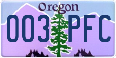 OR license plate 003PFC