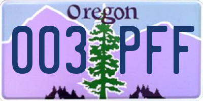 OR license plate 003PFF