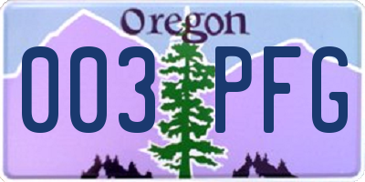 OR license plate 003PFG