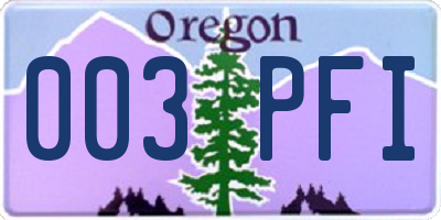 OR license plate 003PFI
