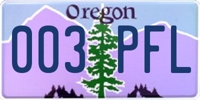OR license plate 003PFL