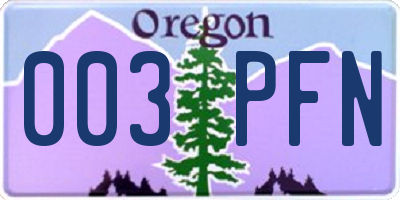 OR license plate 003PFN