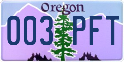 OR license plate 003PFT