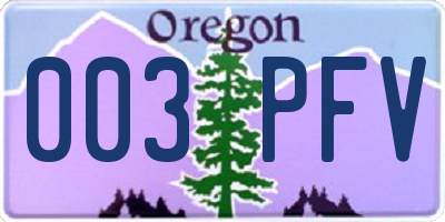 OR license plate 003PFV