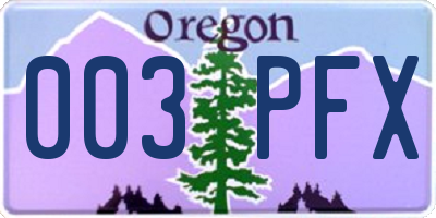 OR license plate 003PFX