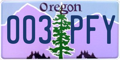 OR license plate 003PFY