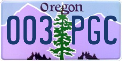 OR license plate 003PGC