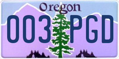 OR license plate 003PGD