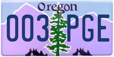 OR license plate 003PGE