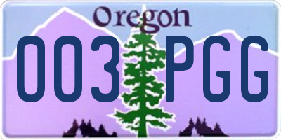 OR license plate 003PGG