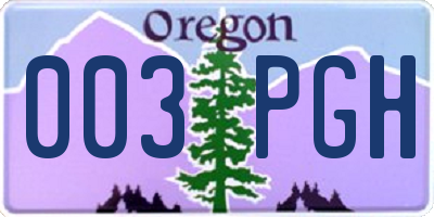 OR license plate 003PGH