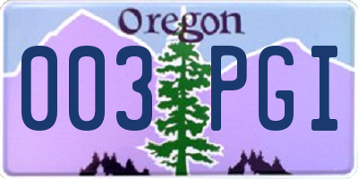 OR license plate 003PGI