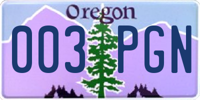 OR license plate 003PGN